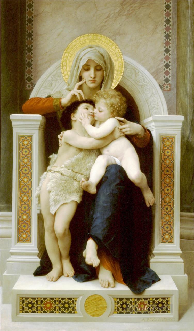 La Vierge LEnfant Jésus et Saint Jean Baptiste William Adolphe Bouguereau Religieuse Christianisme Peintures à l'huile